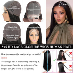 5x5 HD Closure 15A Human Hair Wigs