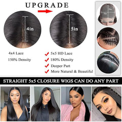 5x5 HD Closure 15A Human Hair Wigs